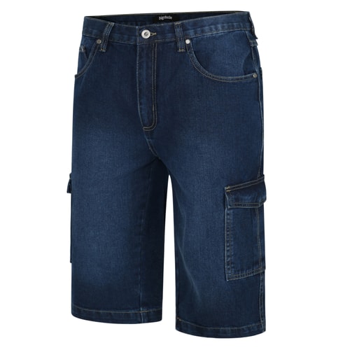 Bigdude 3/4 Length Denim Cargo Shorts Raw Wash