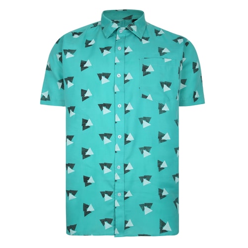 Bigdude All Over Abstract Print Woven Short Sleeve Shirt Green Tall