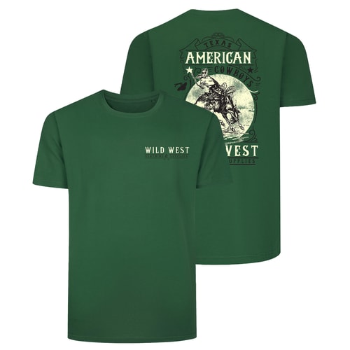 Bigdude American Cowboys Back Print T-Shirt Dark Green Tall