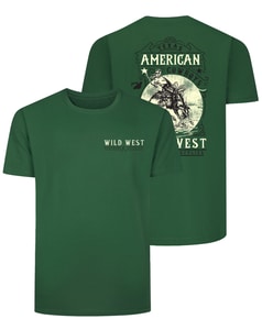 Bigdude American Cowboys Back Print T-Shirt Dark Green Tall