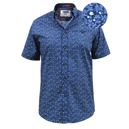 D555 Tristain All Over Print Short Sleeve Shirt Navy