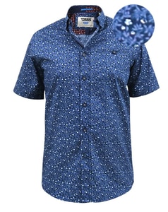 D555 Tristain All Over Print Short Sleeve Shirt Navy