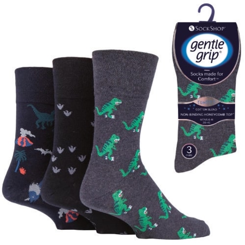 Gentle Grip Fun Feet Dinosaur Socks Blue