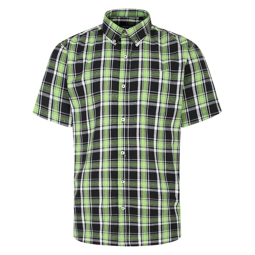 Bigdude Button Down Short Sleeve Check Shirt Green