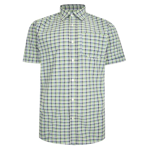 Bigdude Woven Short Sleeve Check Shirt Green/White Tall