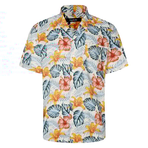 Bigdude Relaxed Collar Viscose Shirt Cream