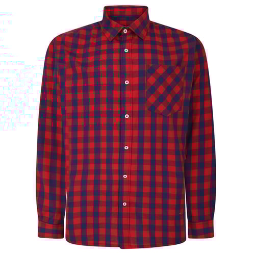Bigdude Gingham Long Sleeve Shirt Red Tall