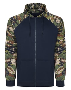Bigdude Leaf Camo Print Full Zip Hoodie Navy