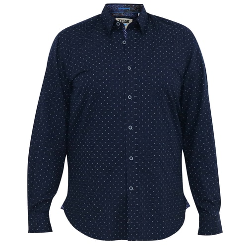 D555 Epping Micro All Over Print Long Sleeve Shirt Navy