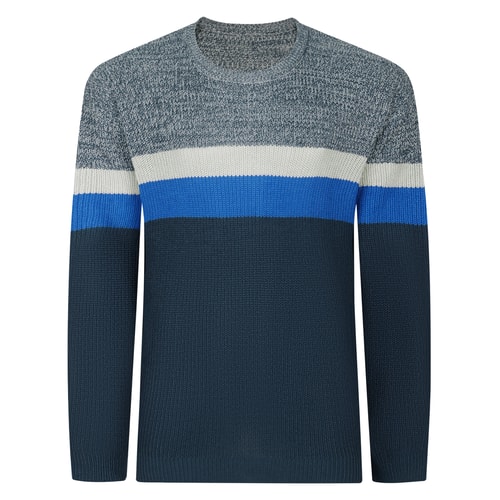 Bigdude Colour Block Knitted Jumper Navy