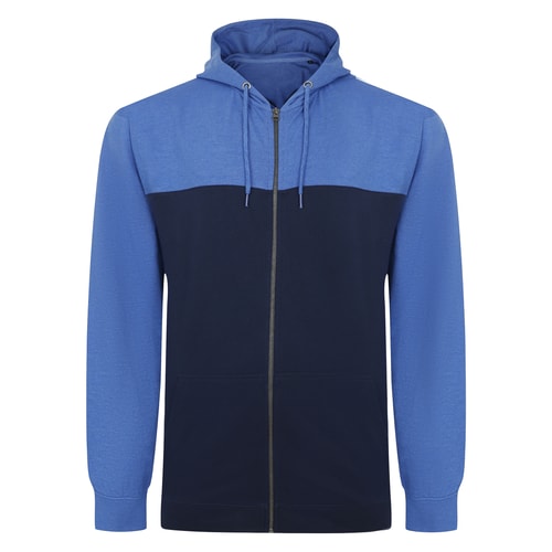 Bigdude Colour Block Zipped Hoody Navy/Royal Blue Tall