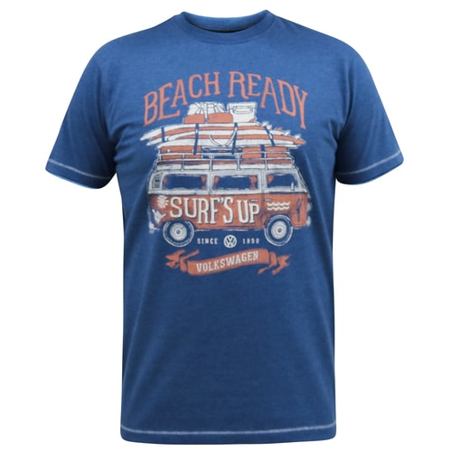 D555 Tavistock Official VW Surfs Up Print T-Shirt Denim Marl