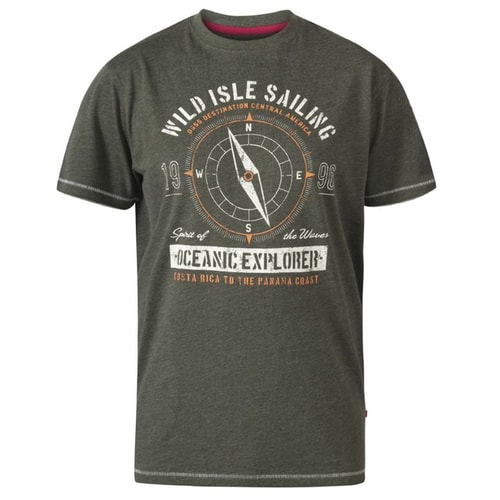 D555 Atticus Oceanic Explorer Printed T-Shirt Khaki