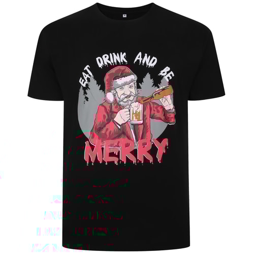 Bigdude Eat & Drink Christmas T-Shirt Black