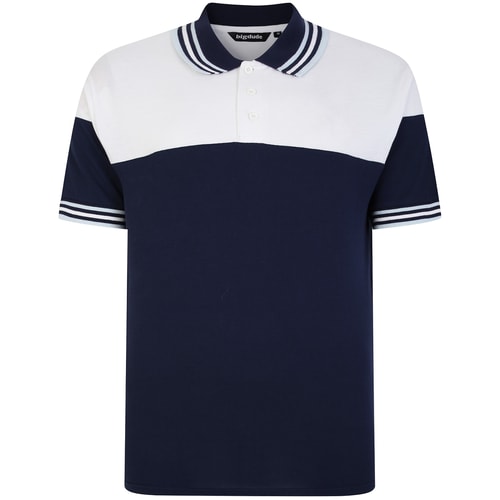 Bigdude Cut & Sew Pique Polo Shirt Navy