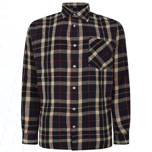 Bigdude Long Sleeve Check Flannel Navy Tall