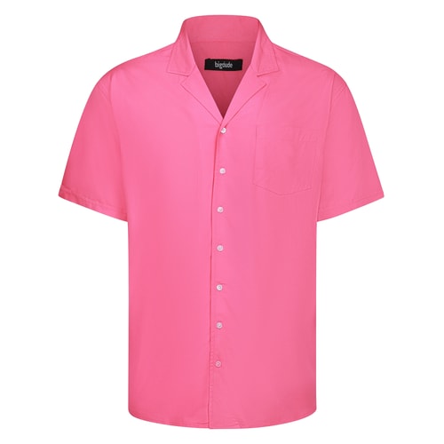 Bigdude Relaxed Collar Rayon Shirt Pink