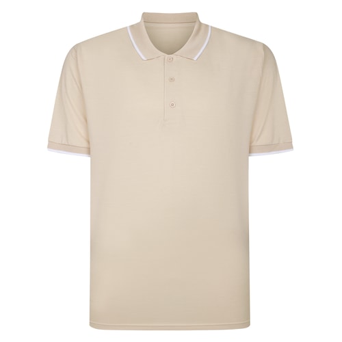 Bigdude Tipped Polo Shirt Beige Marl Tall