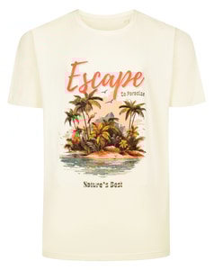 Bigdude Escape to Paradise Print T-Shirt Ecru