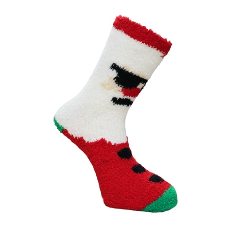 Christmas Cosy Socks Santa With Grips White