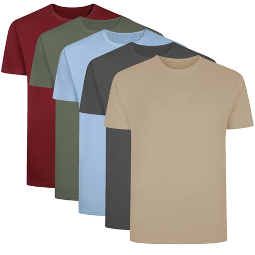 Bigdude 5 Pack Plain T-Shirts Multi Tall