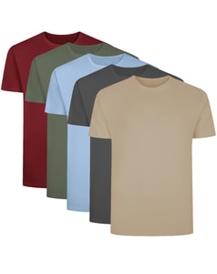 Bigdude 5 Pack Plain T-Shirts Multi Tall