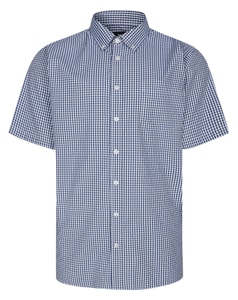 Bigdude Button Down Check Short Sleeve Shirt Blue
