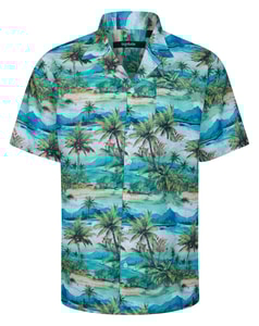 Bigdude Island Relaxed Collar Short Sleeve Shirt Light Blue Tall