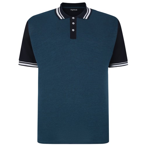Bigdude Dobby Two Tone Polo Shirt Navy/Petrol