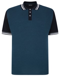 Bigdude Dobby Two Tone Polo Shirt Navy/Petrol