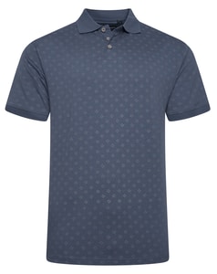 KAM Dobby Print Jersey Polo Shirt Vintage Indigo