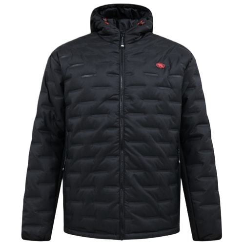 D555 KIERAN Hooded Padded Jacket With Bonded Fleece Panels Black