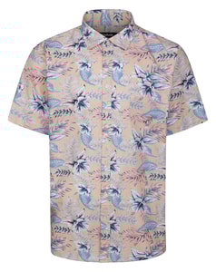Bigdude Hibiscus Flower Short Sleeve Shirt Beige