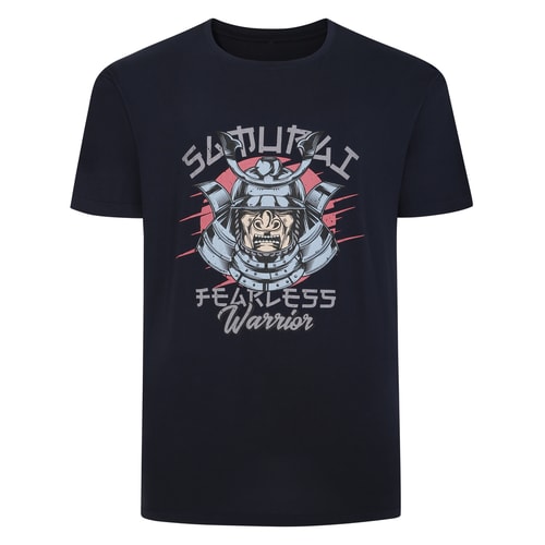 Bigdude Samurai Print T-Shirt Navy