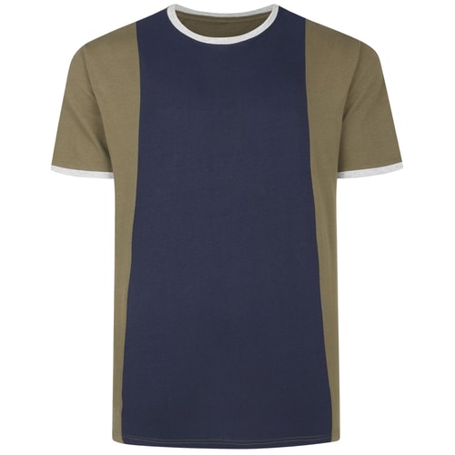 Bigdude Vertical Colour Block T-Shirt Olive