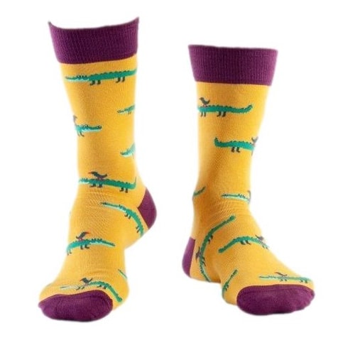 Doris & Dude Crocodile Print Socks Mustard