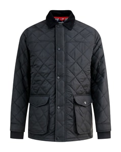 D555 Harborough Quilted Jacket with Corduroy Collar Black