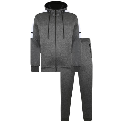Bigdude Zip Thru Tricot Hooded Tracksuit Charcoal Marl