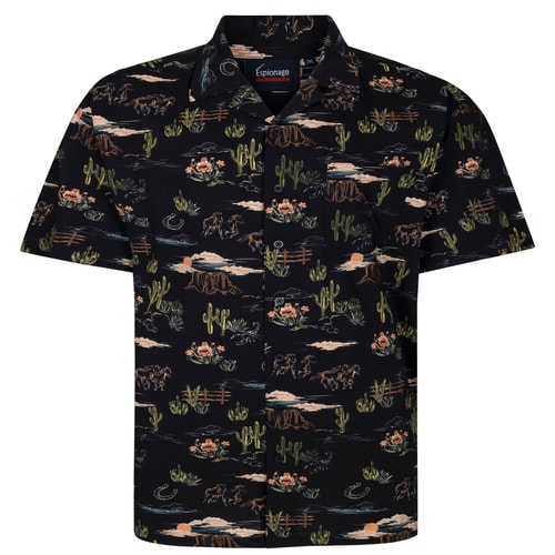 Espionage AOP Prairie Print Shirt Black Multi 