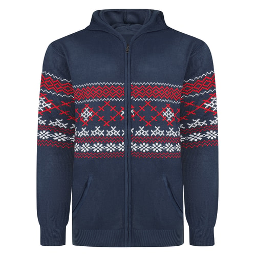 Bigdude Nordic Fair Isle Full Zip Hoody Navy