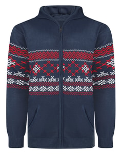 Bigdude Nordic Fair Isle Full Zip Hoody Navy