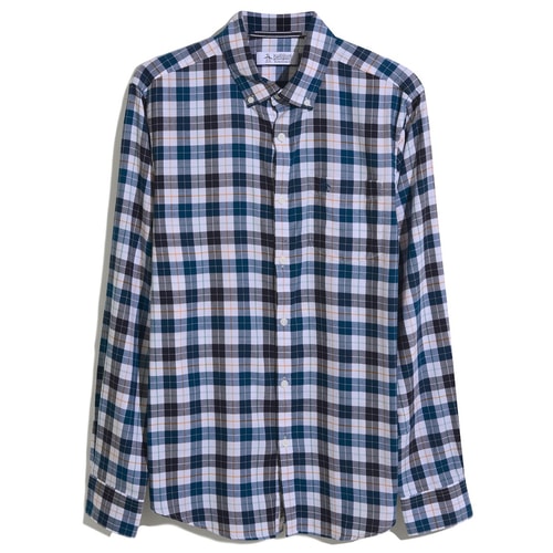Original Penguin Long Sleeve Plaid Check Shirt Bright White