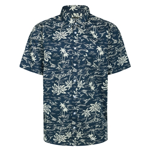 Bigdude Button Down Island Short Sleeve Shirt Navy