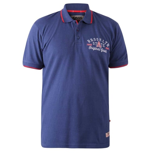 D555 Brooklyn State Chest Embroidery Polo Shirt Denim 