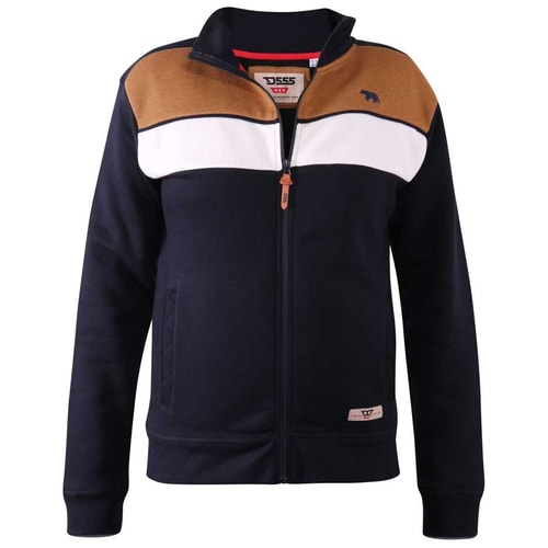 D555 Willowbrook Full Zip Cut And Sew Sweatshirt Navy