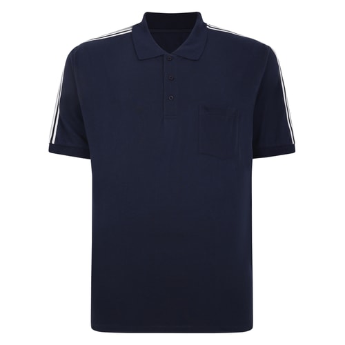 Bigdude Shoulder Stripe Polo Shirt Navy Tall