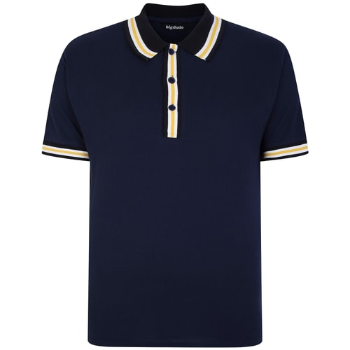 Bigdude Contrast Stripe Tipped Polo Shirt Navy