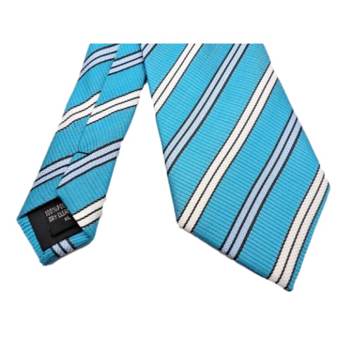 Knightsbridge Extra Long Striped Tie Turquoise and White