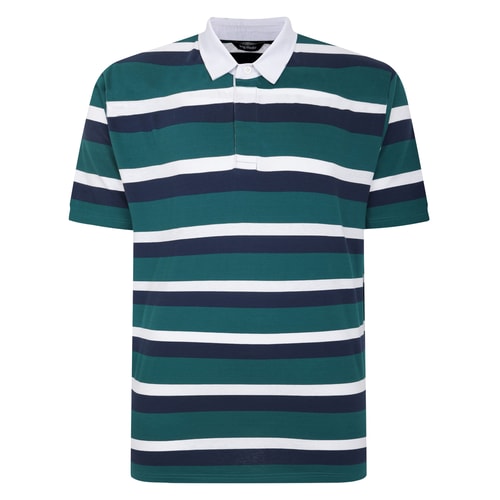 Bigdude Striped Rugby Polo Navy/Teal/White Tall
