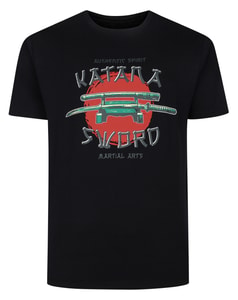 Bigdude Katana Print T-Shirt Black